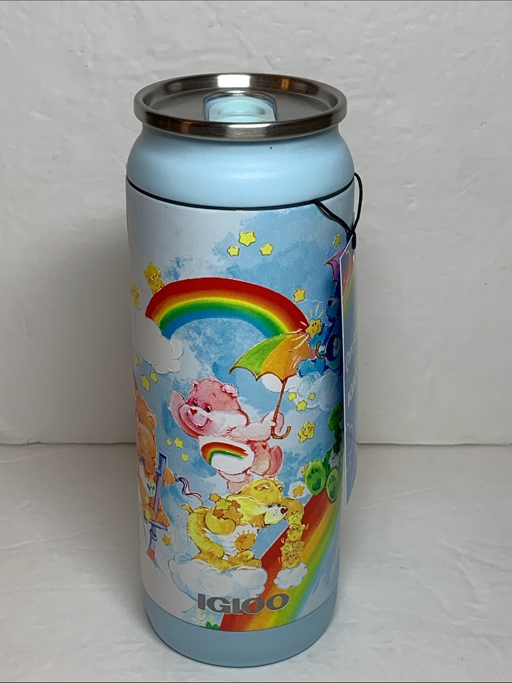 The Care Bears 16 oz Tumbler Blue Igloo Stainless Steel Hot Cold Can NWT